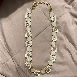 J Crew Crystal Flower Necklace White Opaque